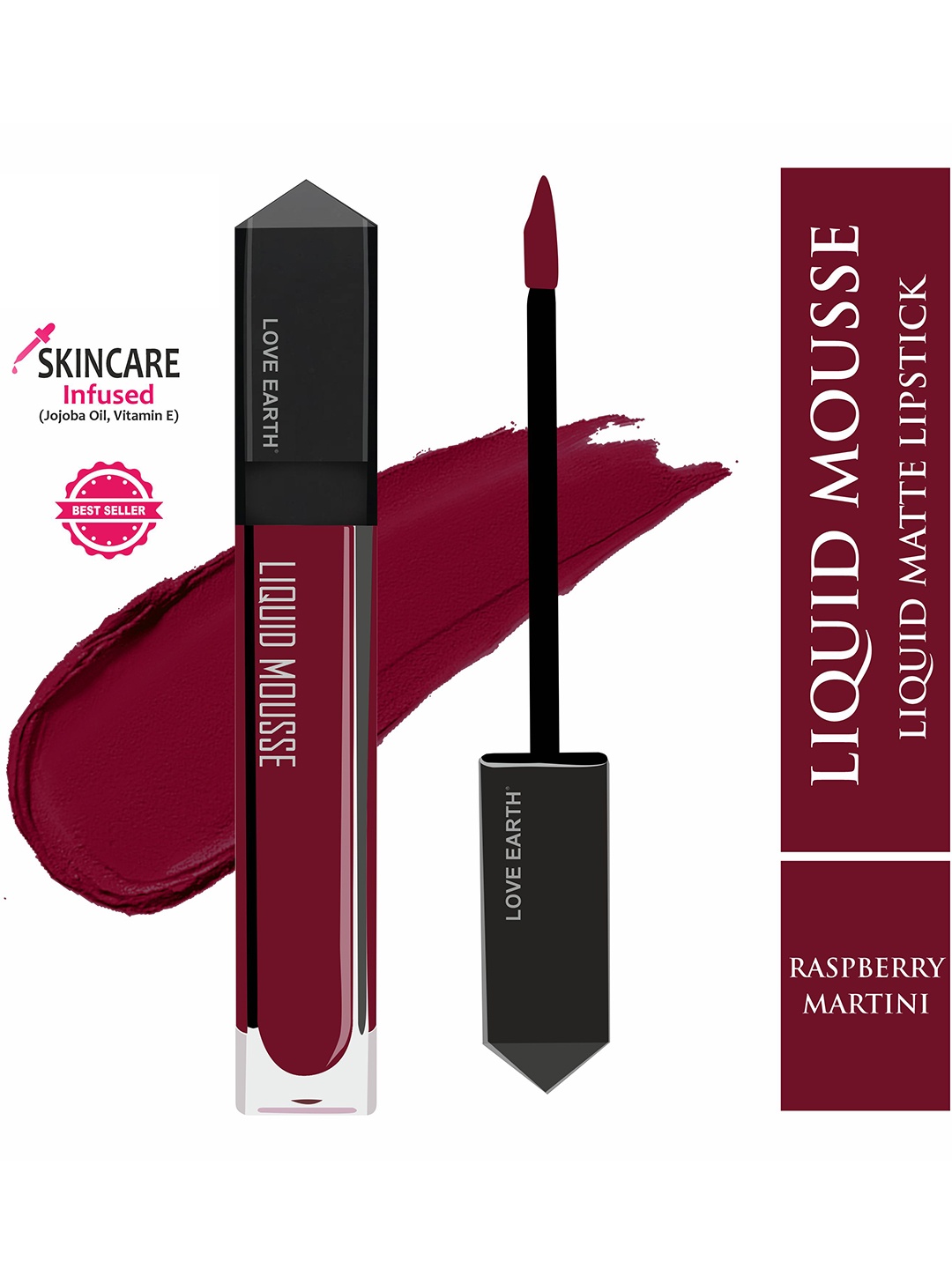 

LOVE EARTH Liquid Mousse Matte Long Lasting Lipstick 6ml - Raspberry Martini 124, Maroon