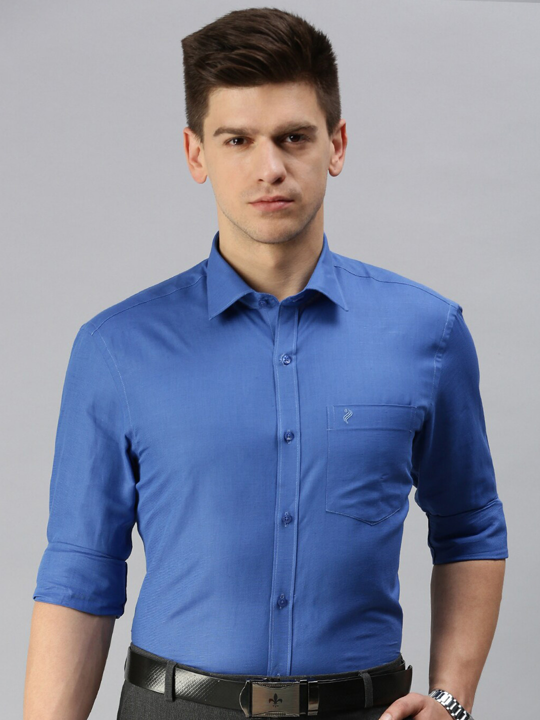 

ALAYA Slim Fit Spread Collar Formal Shirt, Blue