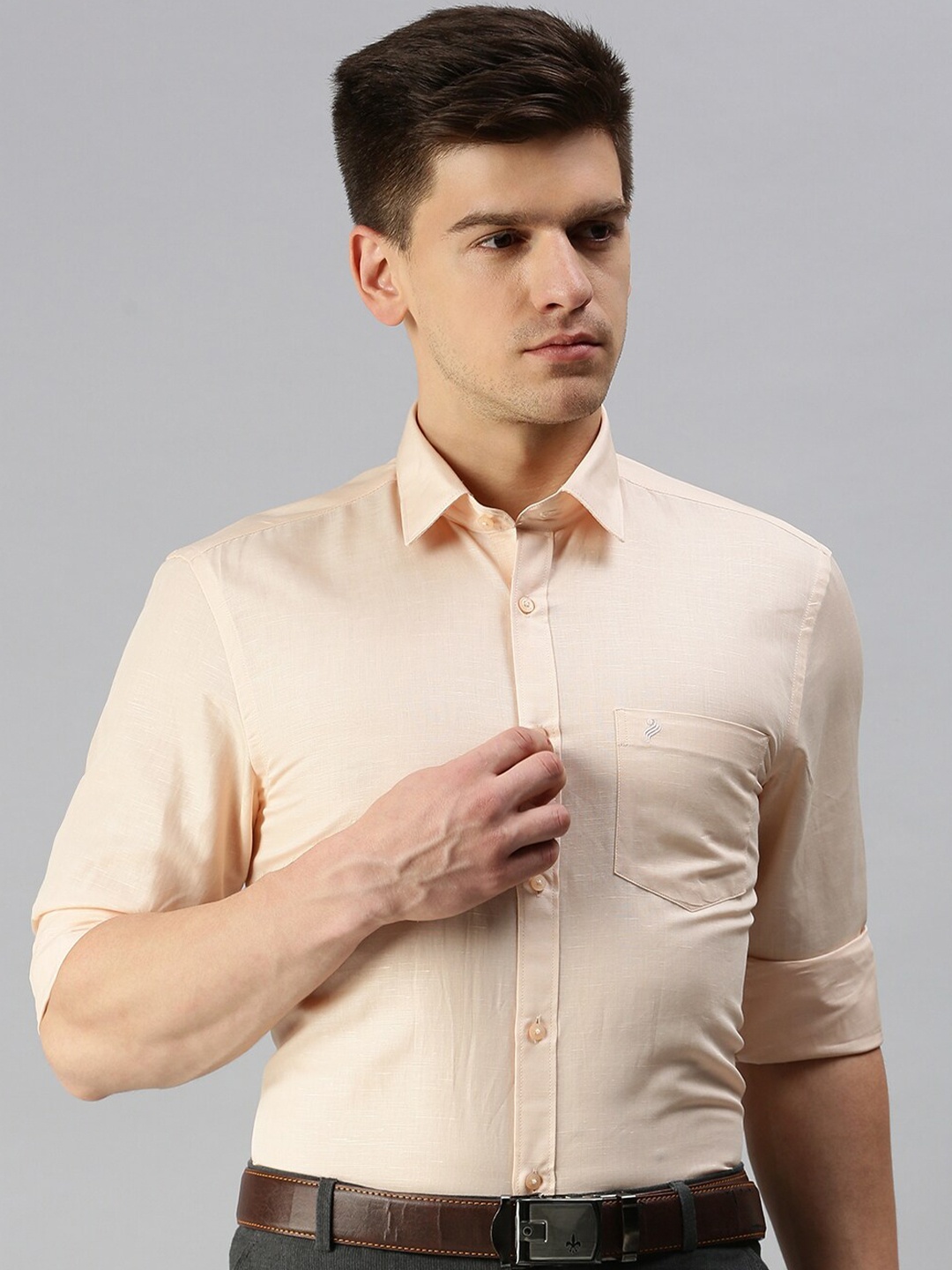 

ALAYA Slim Fit Spread Collar Formal Shirt, Cream