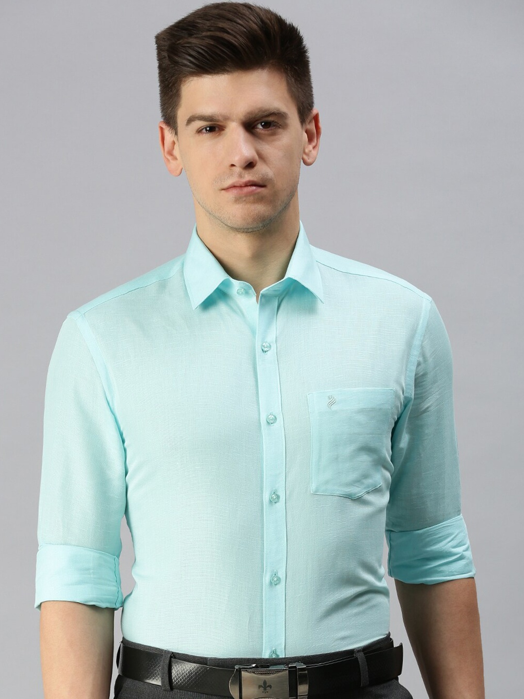 

ALAYA Slim Fit Spread Collar Formal Shirt, Blue
