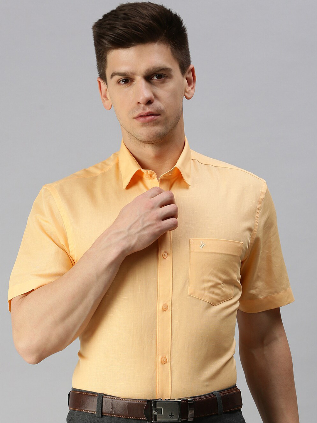 

ALAYA Slim Fit Spread Collar Formal Shirt, Orange