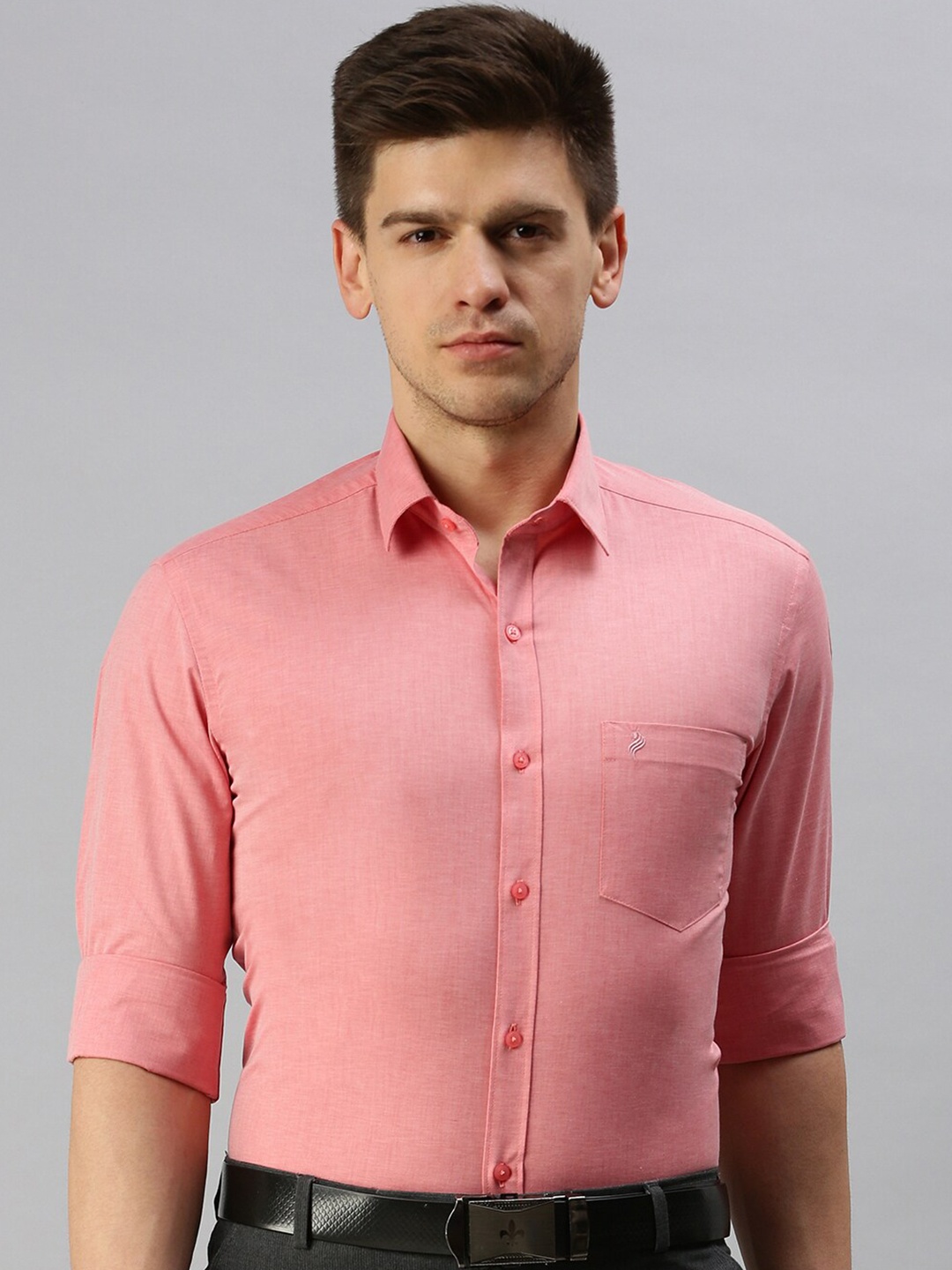 

ALAYA Slim Fit Spread Collar Cotton Formal Shirt, Pink