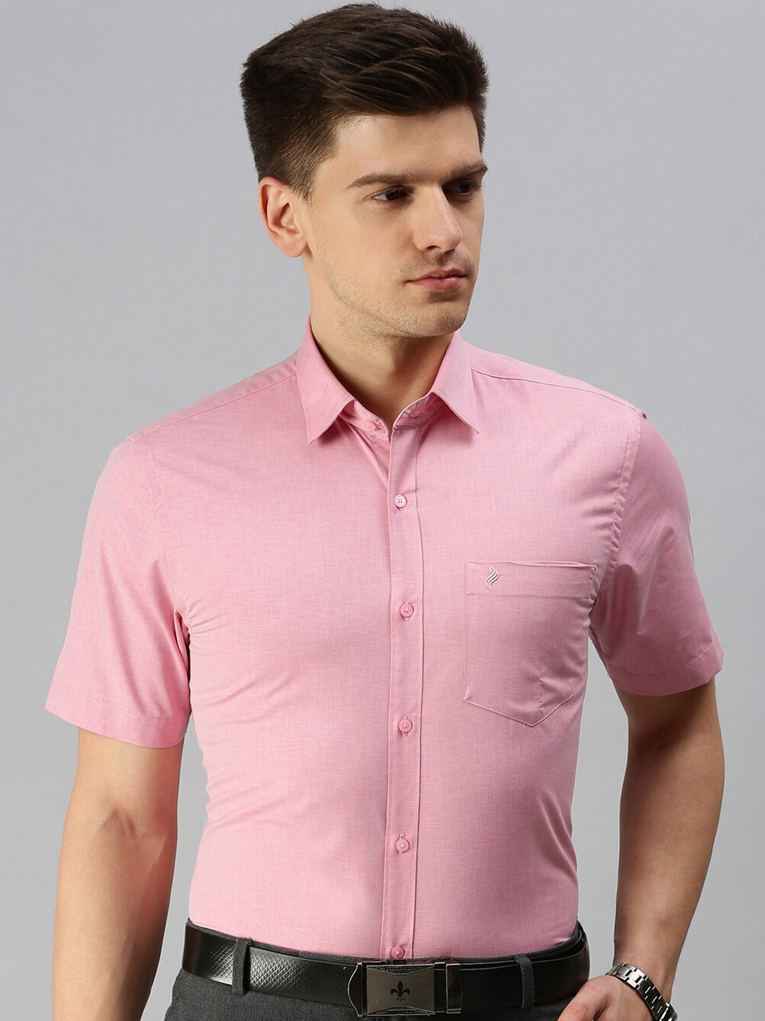 

ALAYA Slim Fit Spread Collar Cotton Formal Shirt, Pink