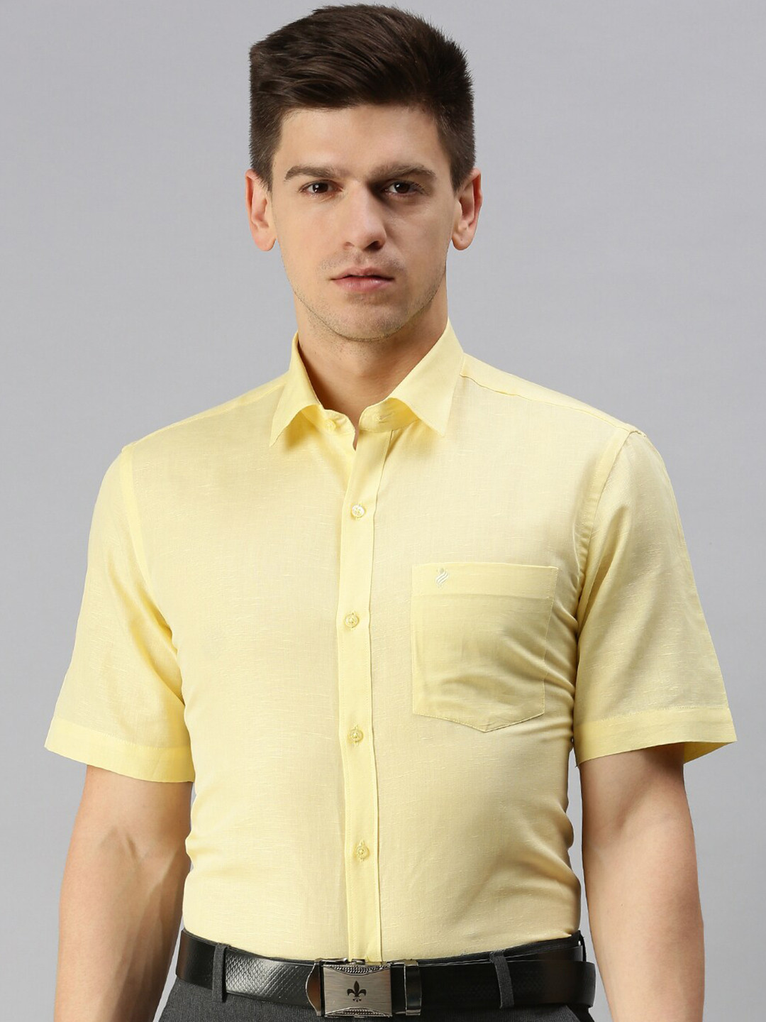

ALAYA Slim Fit Spread Collar Formal Shirt, Yellow