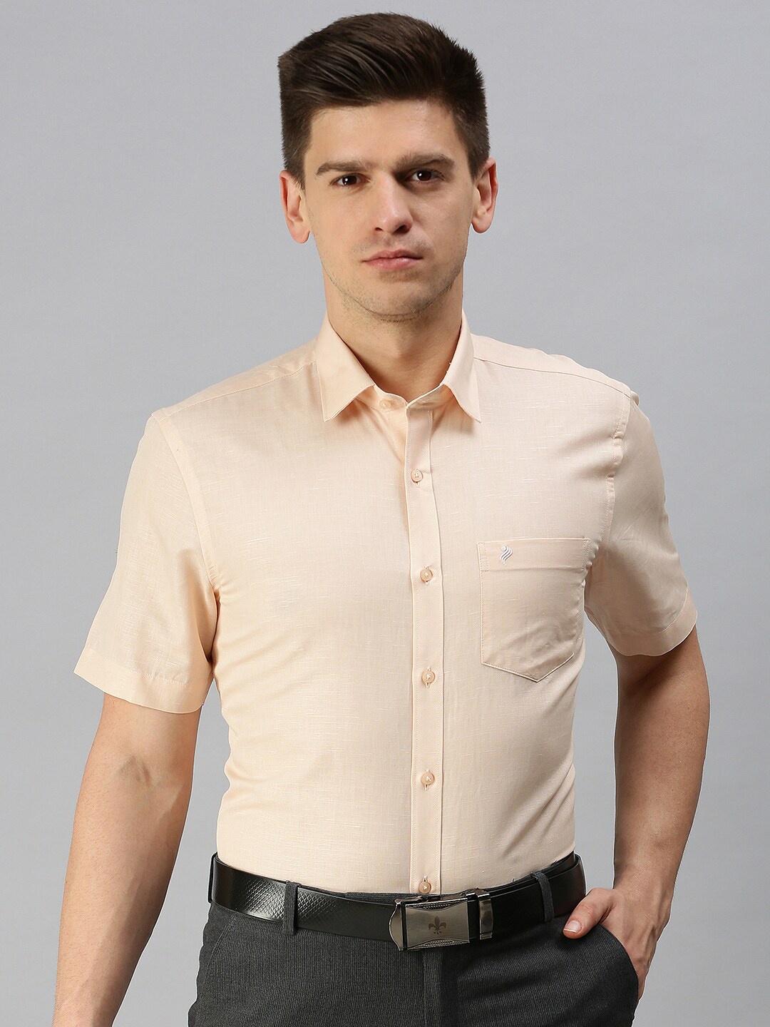

ALAYA Spread Collar Slim Fit Cotton Casual Shirt, Pink