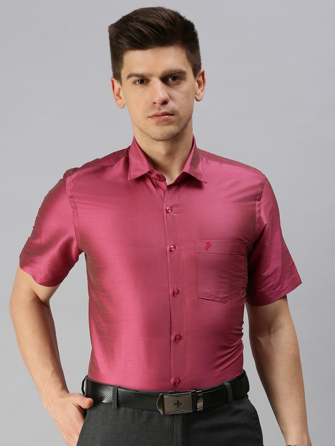 

ALAYA Spread Collar Casual Shirt, Pink