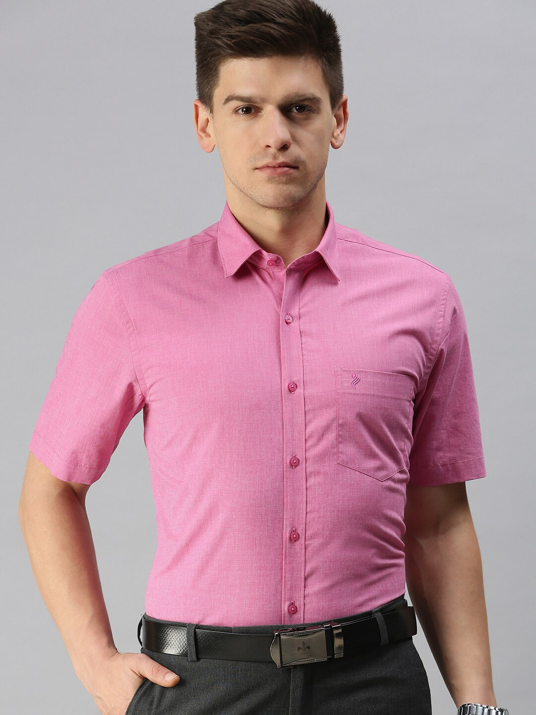 

ALAYA Slim Fit Spread Collar Cotton Formal Shirt, Pink
