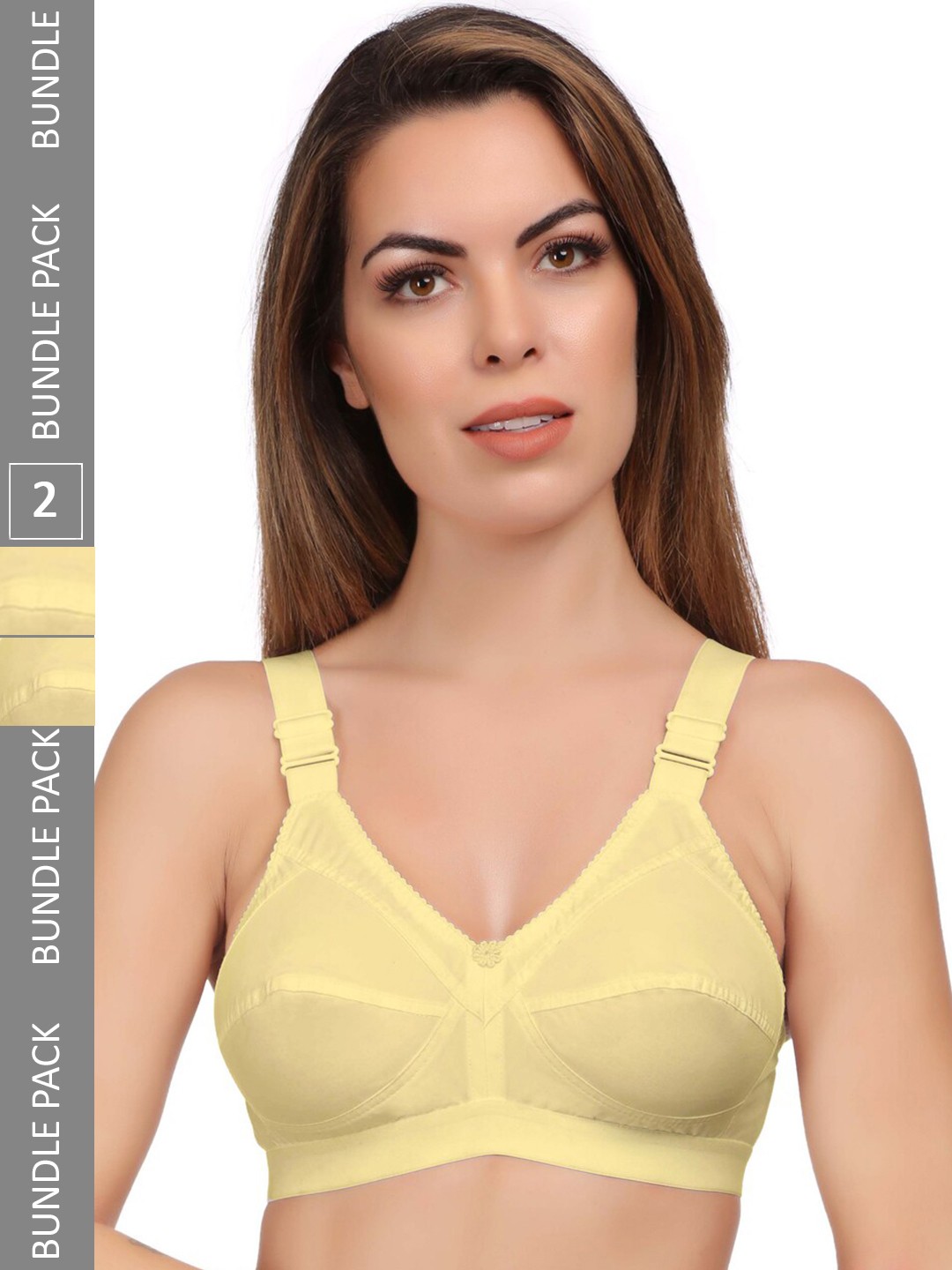 

Eve's Beauty Pack Of 2 Full Coverage Non Padded Bra With All Day Comfort, Yellow