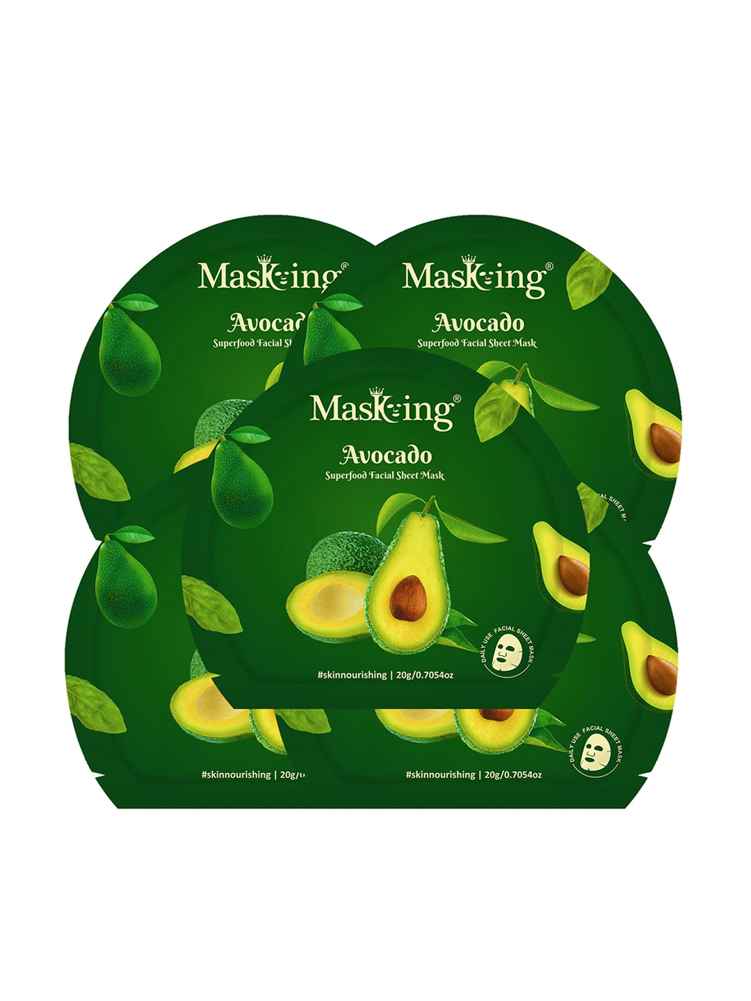 

MasKing Set of 5 Avocado Superfood Facial Sheet Mask - 20 g each, Green