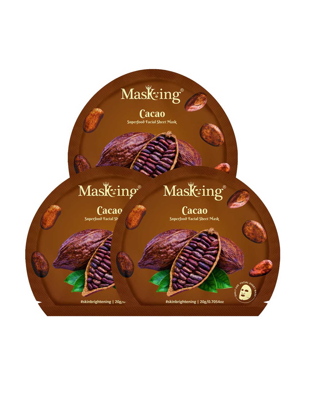 

MasKing Set of 3 Cacao Superfood Facial Sheet Mask - 20 g each, Brown