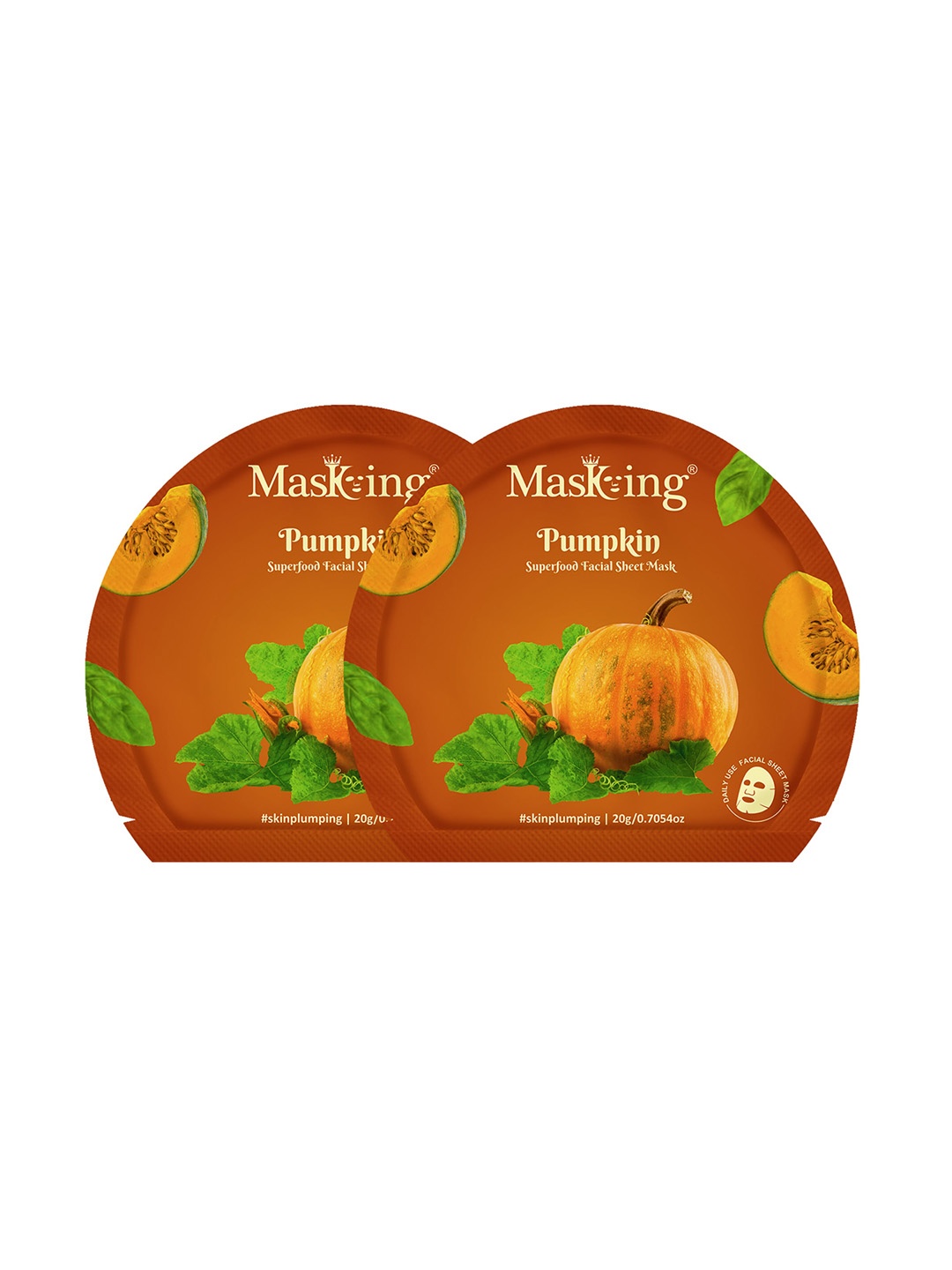 

MasKing Set of 2 Pumpkin Superfood Facial Sheet Mask - 20 g each, Orange