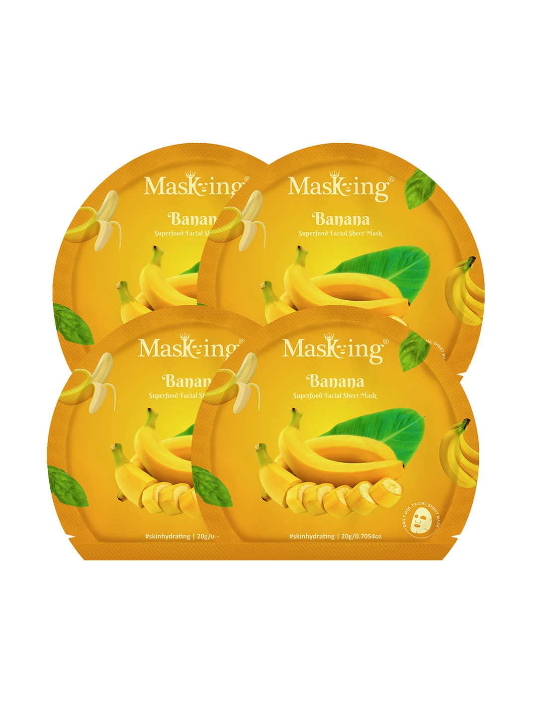 

Masking Pack of 4 Banana Superfood Facial Sheet Masks, Yellow