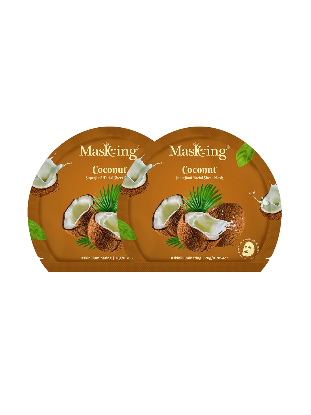 

Masking Pack of 2 Coconut Facial Sheet Masks, Brown