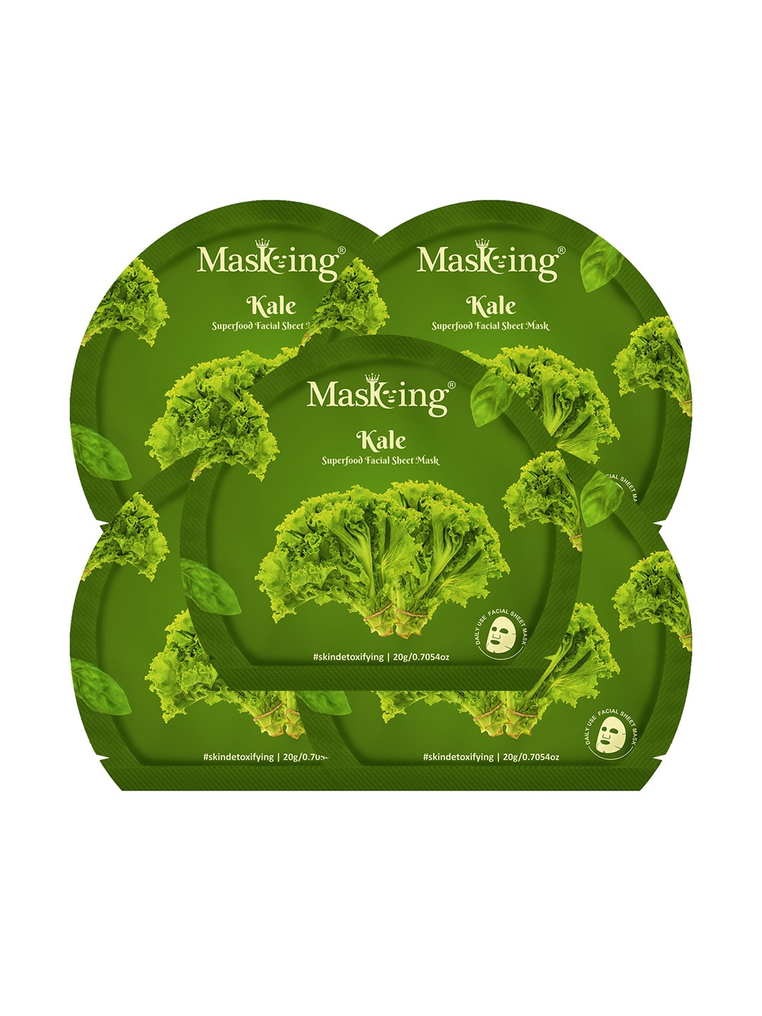 

Masking Pack of 5 Superfood Kale Facial Sheet Masks 20g each, Green