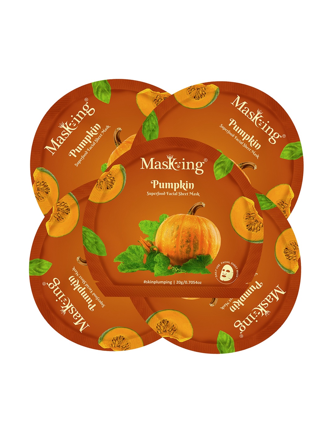 

Masking Pack of 5 Superfood Pumpkin Facial Sheet Masks, Orange