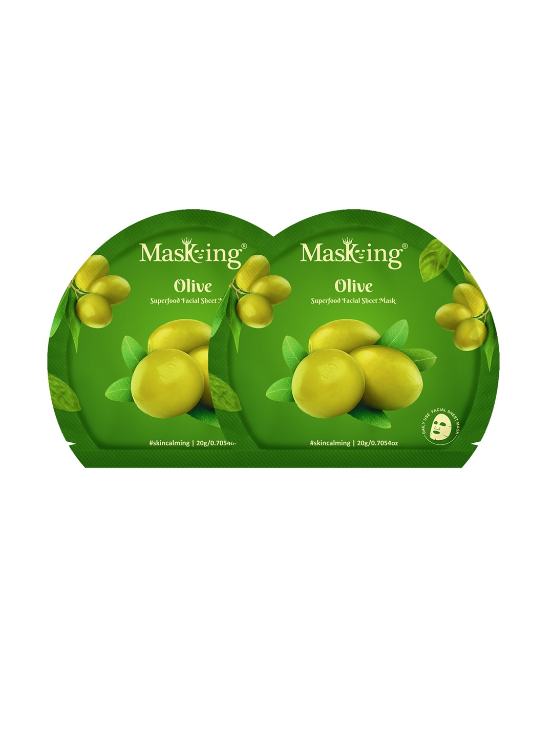 

Masking Pack of 2 Olive Facial Sheet Masks, Green