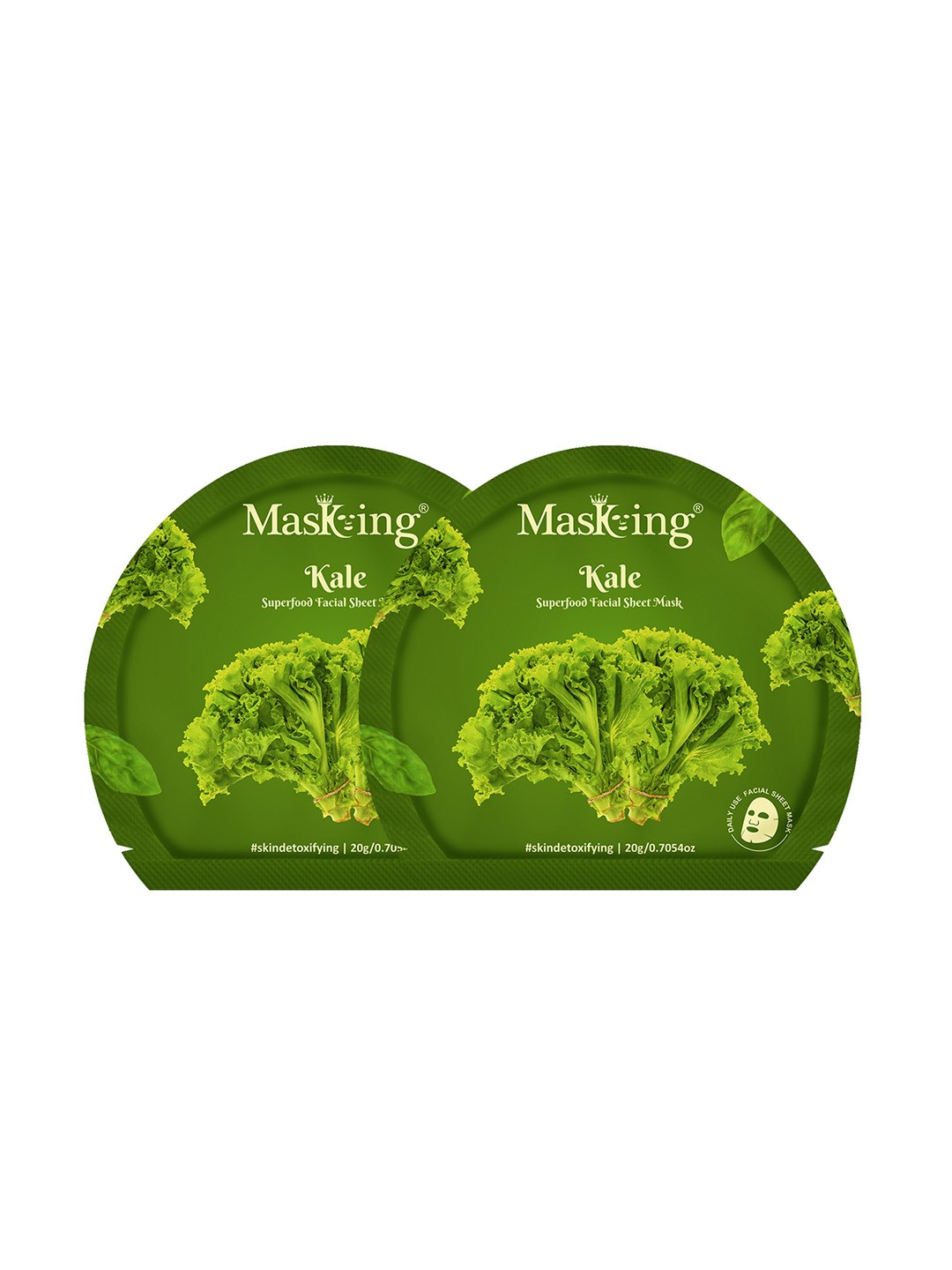 

Masking Pack of 2 Kale Facial Sheet Masks, Green