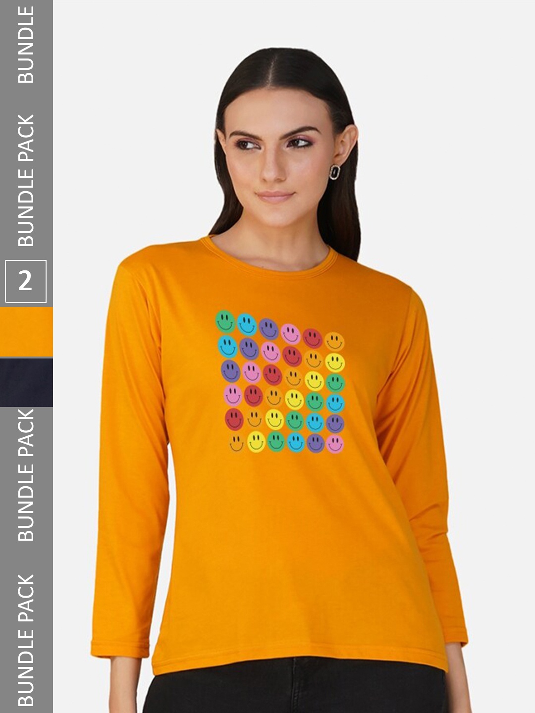 

CHOZI Pack Of 2 Graphic Printed Cotton T-shirt, Orange