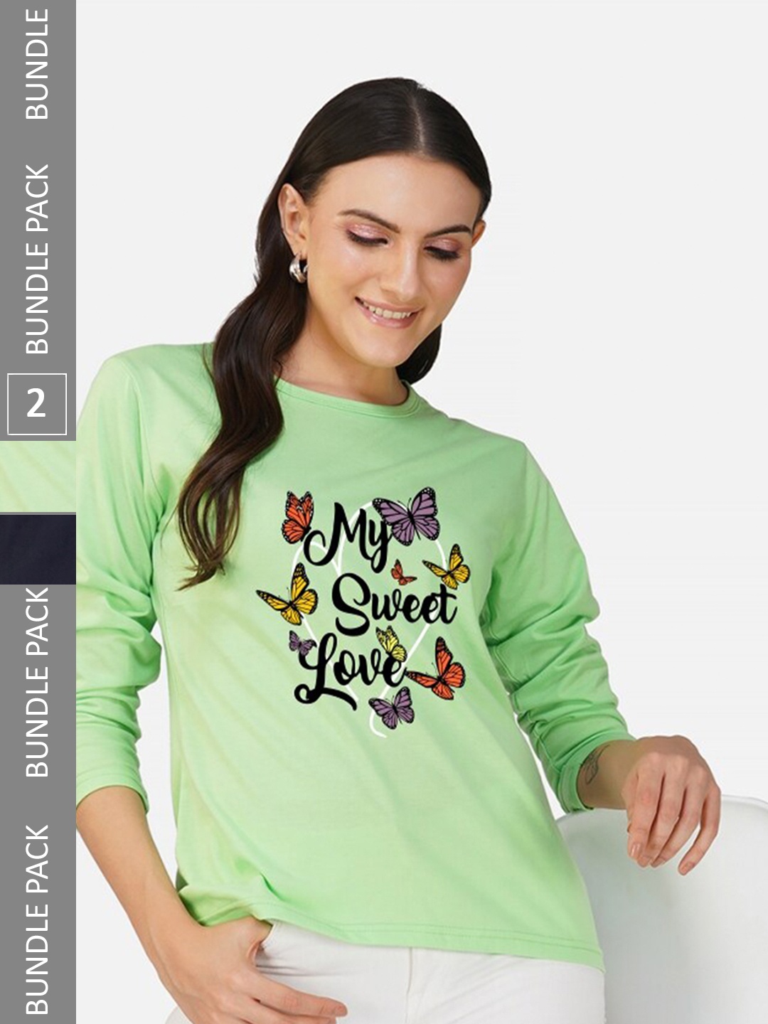 

CHOZI Pack of 2 Typography Printed Cotton T-shirt, Lime green