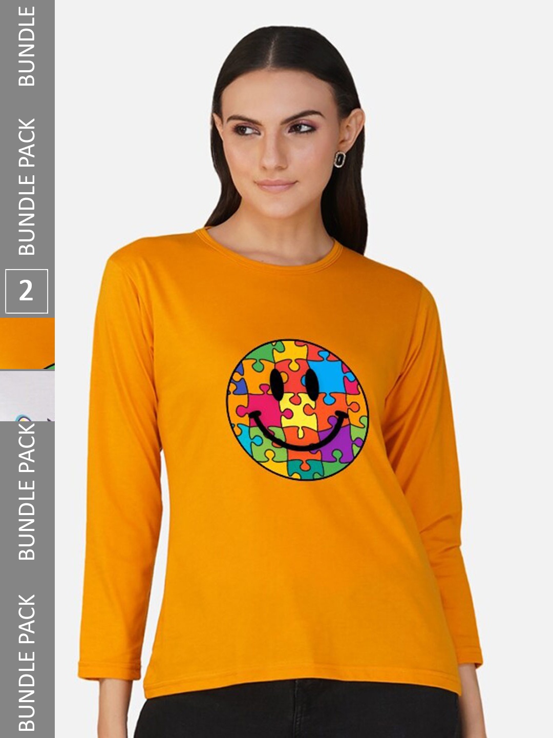 

CHOZI Pack Of 2 Graphic Printed Cotton T-shirt, Mustard