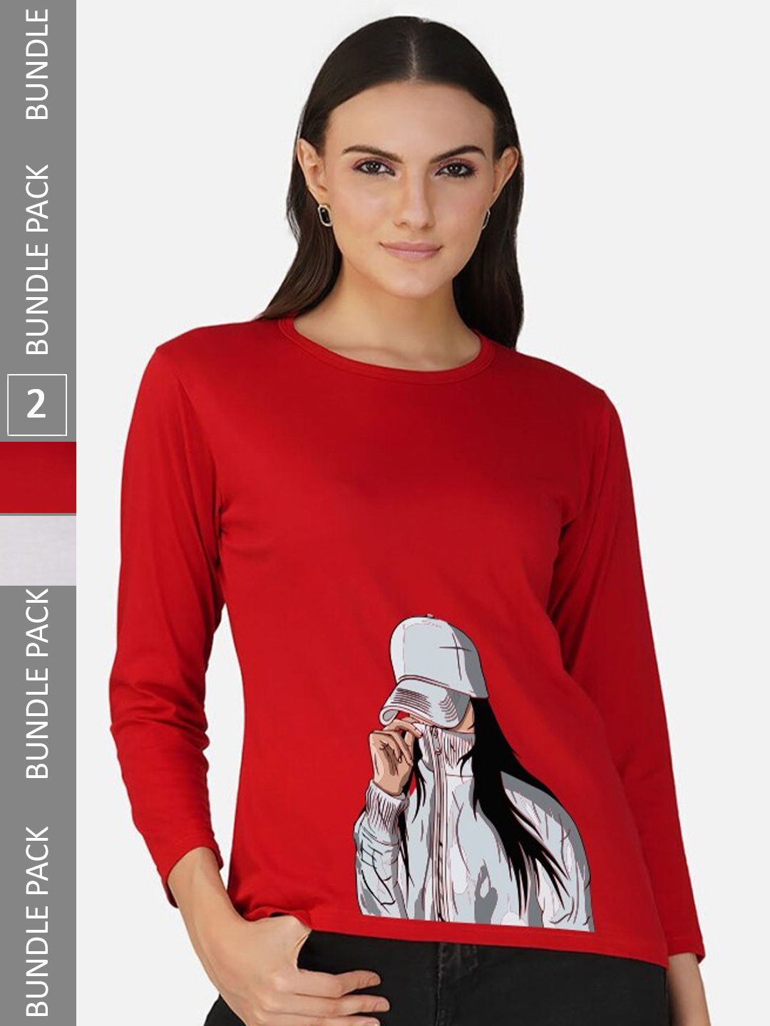 

CHOZI Pack Of 2 Graphic Printed Cotton T-shirt, Red