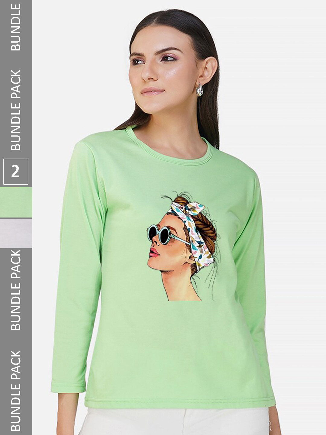

CHOZI Pack of 2 Graphic Printed Cotton T-shirt, Lime green