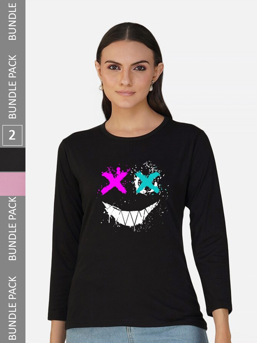 

CHOZI Pack Of 2 Graphic Printed Cotton T-shirt, Black