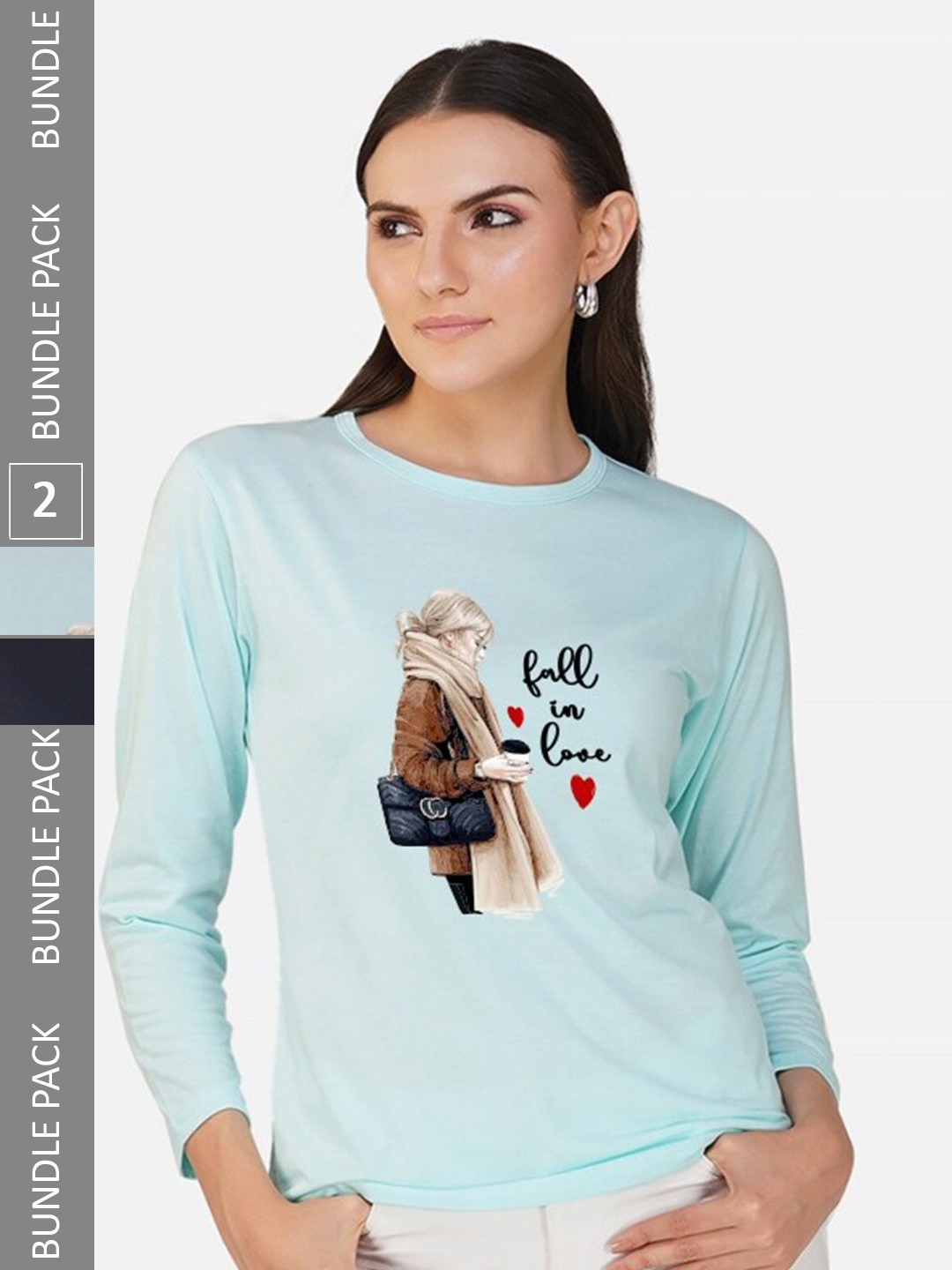 

CHOZI Pack Of 2 Graphic Printed Cotton T-shirt, Blue