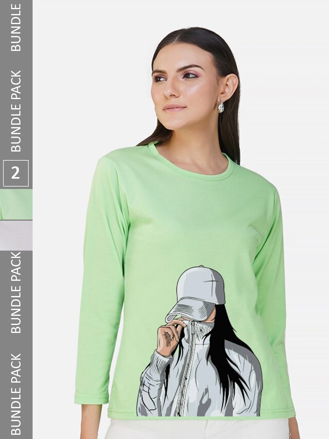 

CHOZI Pack Of 2 Graphic Printed Cotton T-shirt, Lime green