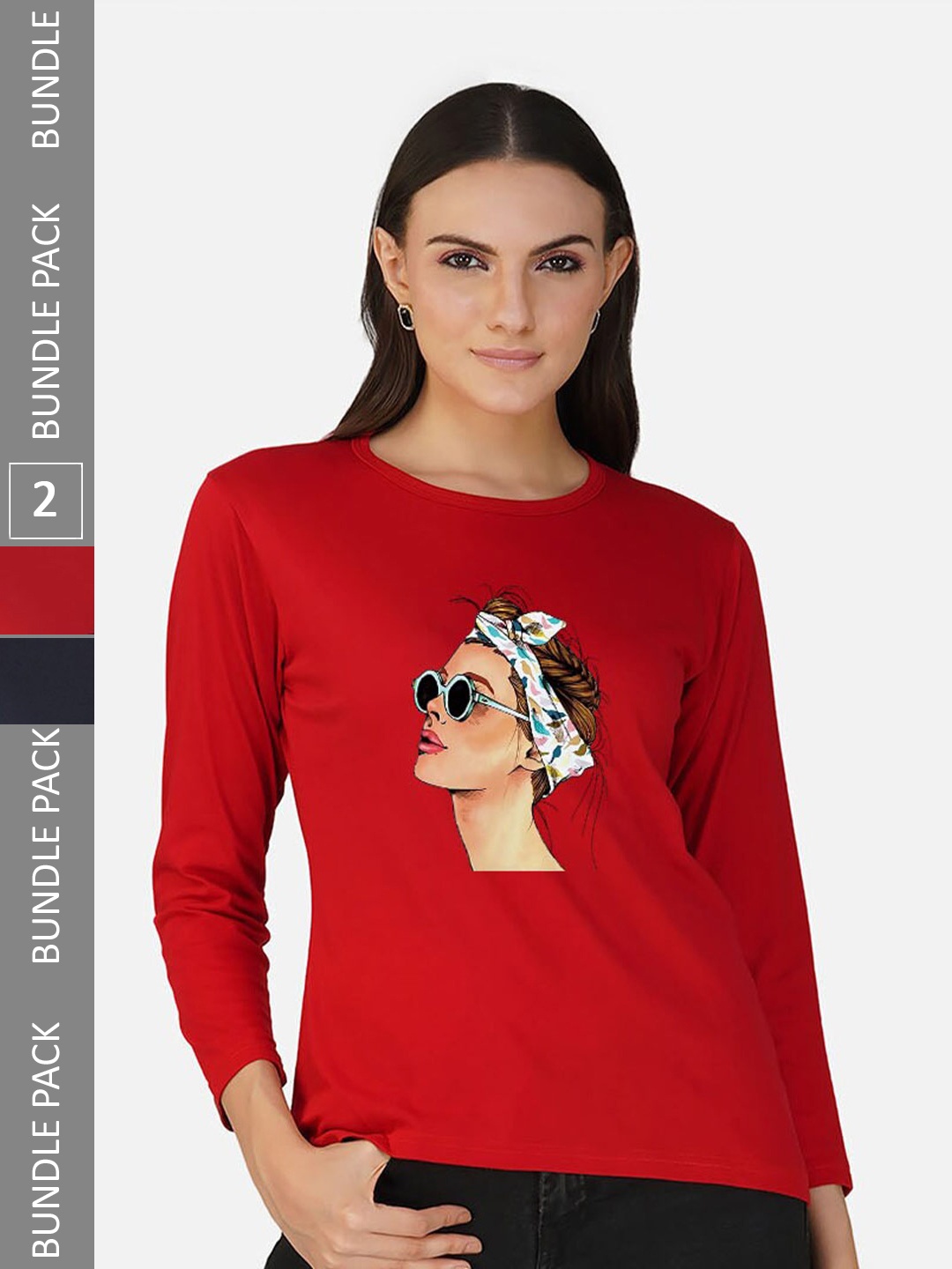 

CHOZI Pack Of 2 Graphic Printed Cotton T-shirt, Red