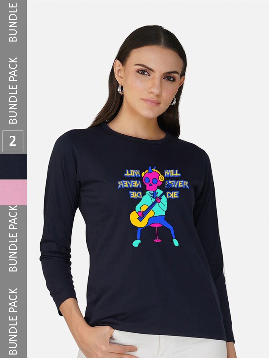 

CHOZI Pack Of 2 Graphic Printed Cotton T-shirt, Navy blue