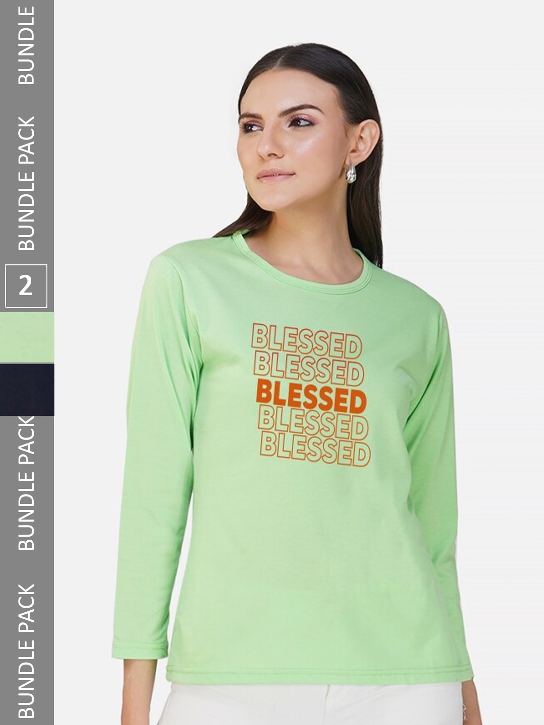 

CHOZI Pack Of 2 Typography Printed Cotton T-shirt, Lime green