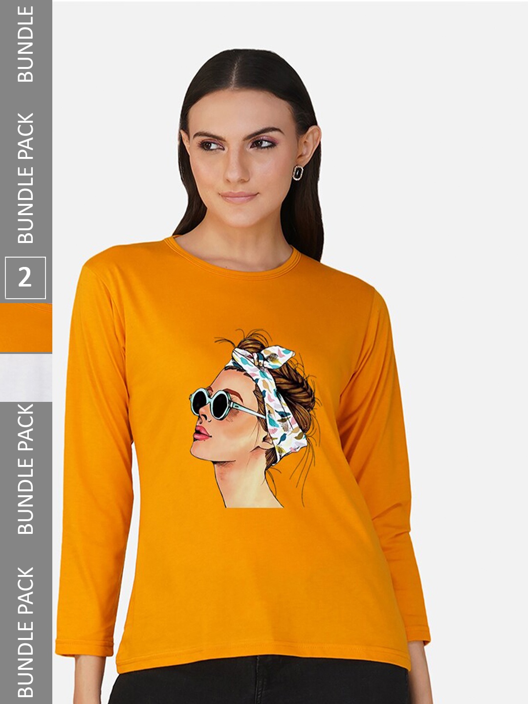 

CHOZI Pack Of 2 Graphic Printed Cotton T-shirt, Mustard