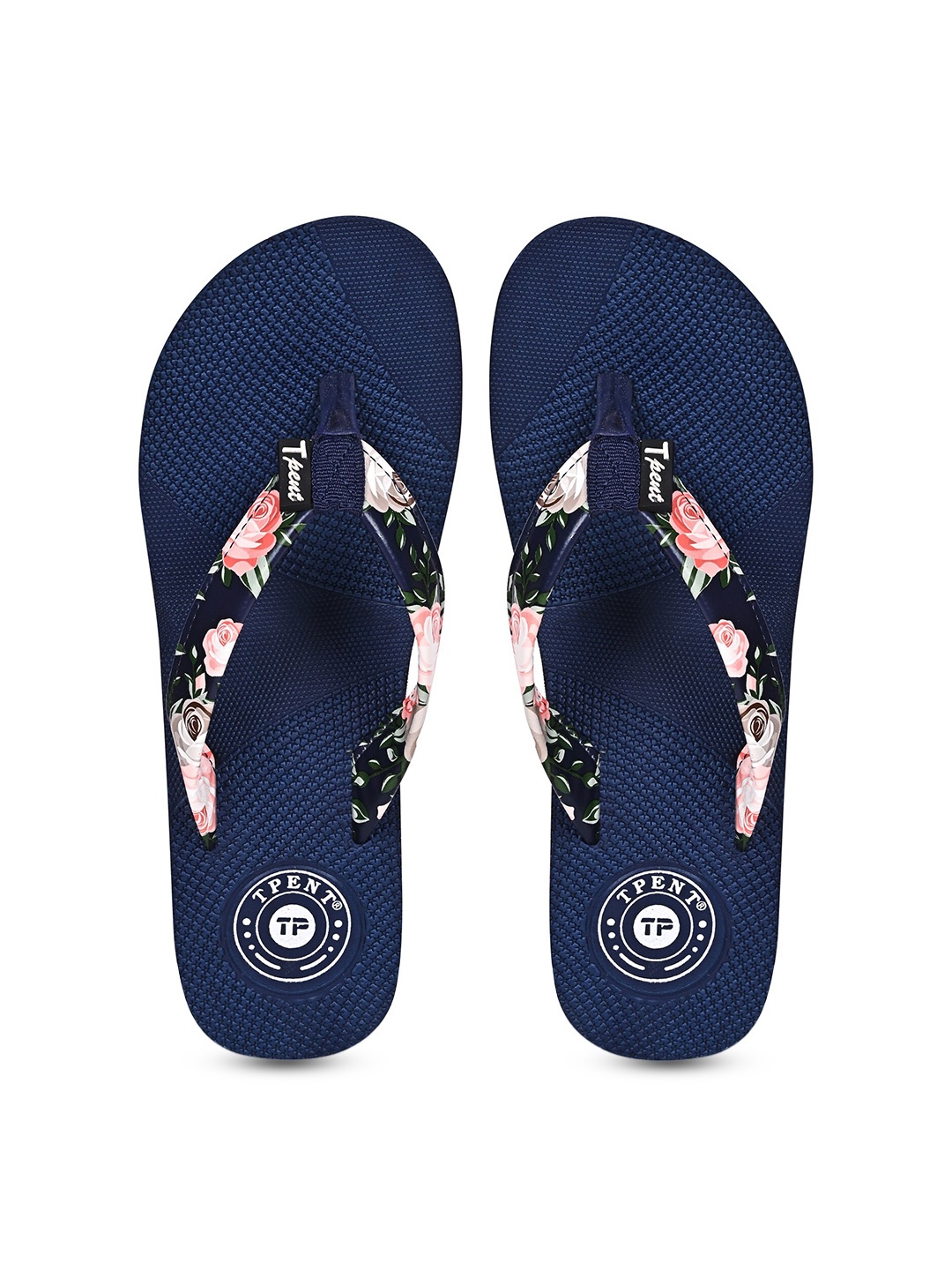 

TPENT Women Printed Lightweight Anti-Skid Durable Thong Flip-Flops, Navy blue