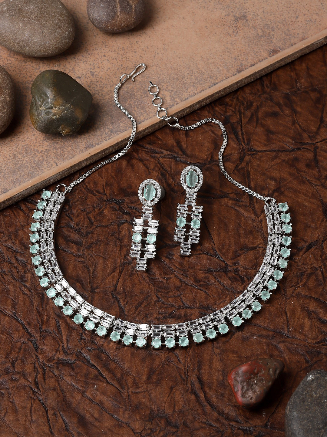 

ZENEME Rhodium-plated Jewellery Set, Silver