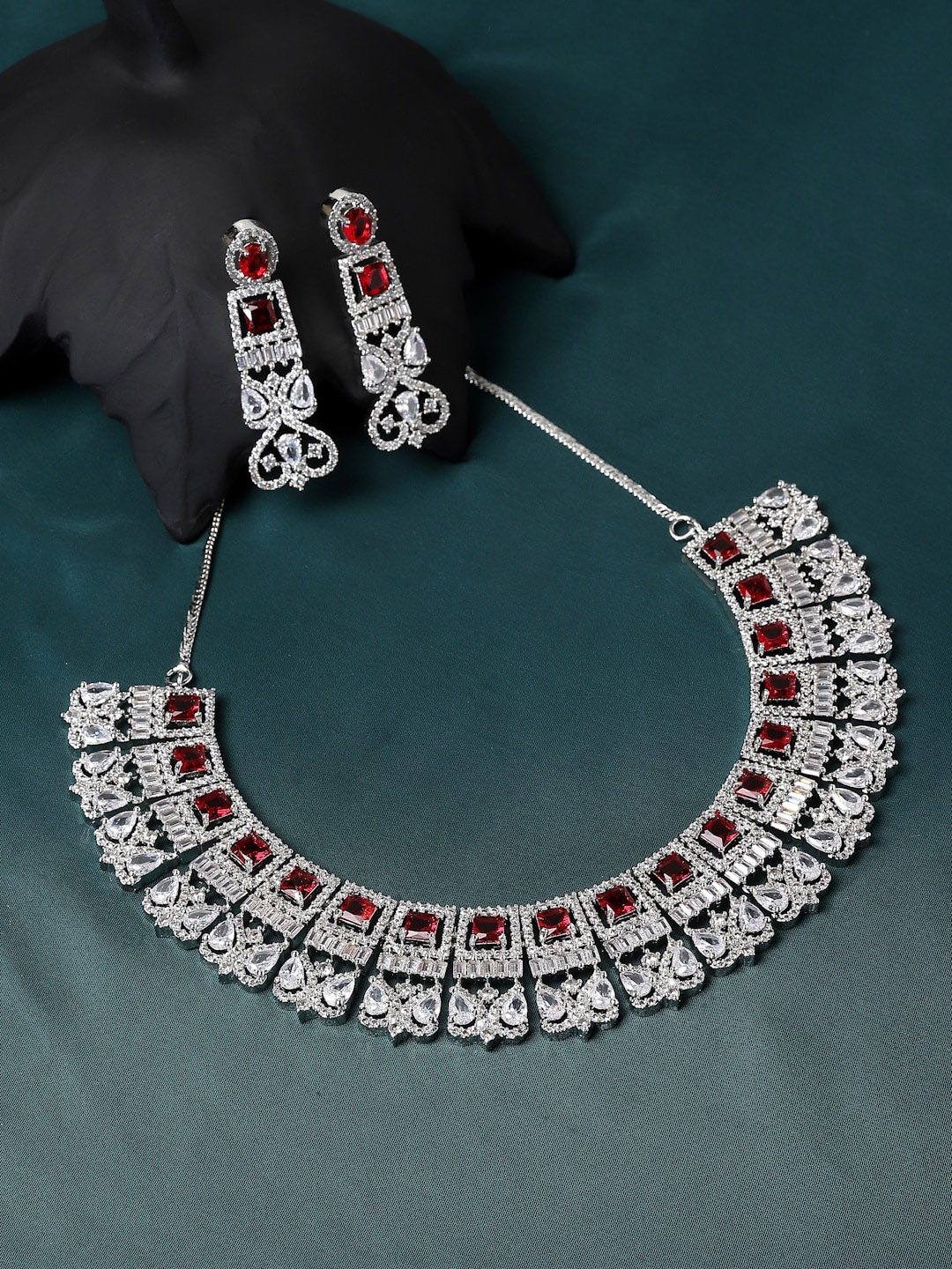 

ZENEME Rhodium-plated Jewellery Set, Silver