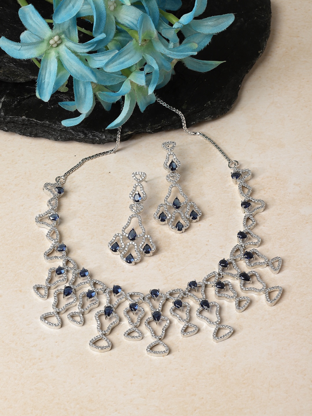 

ZENEME Rhodium-plated Jewellery Set, Silver