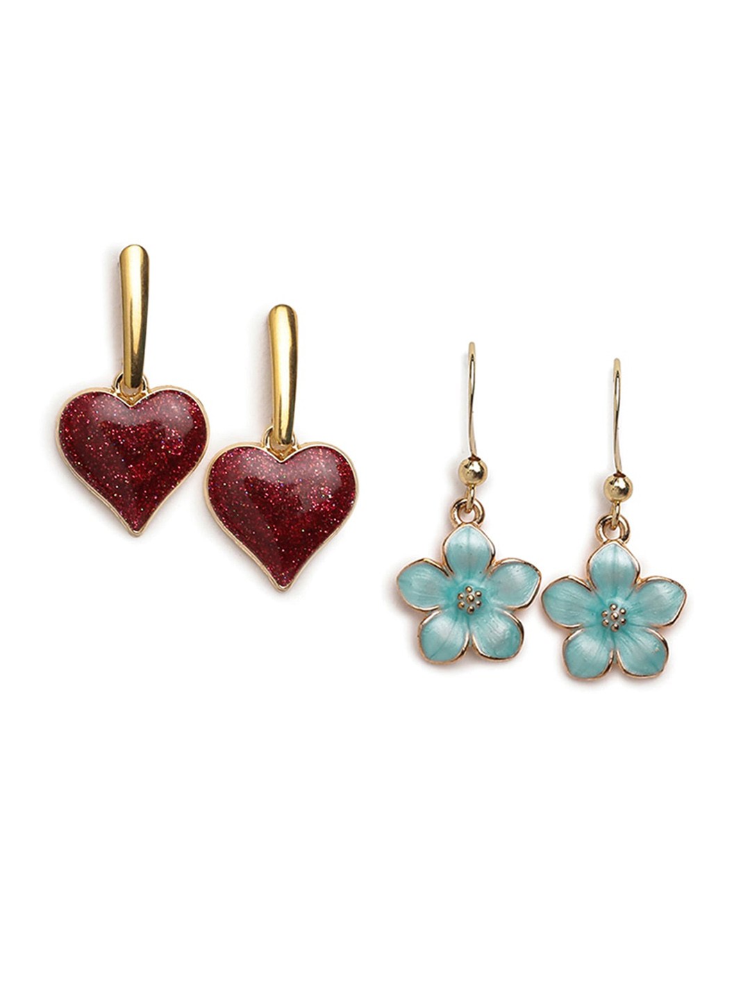 

EL REGALO Set Of 2 Contemporary Drop Earrings, Gold