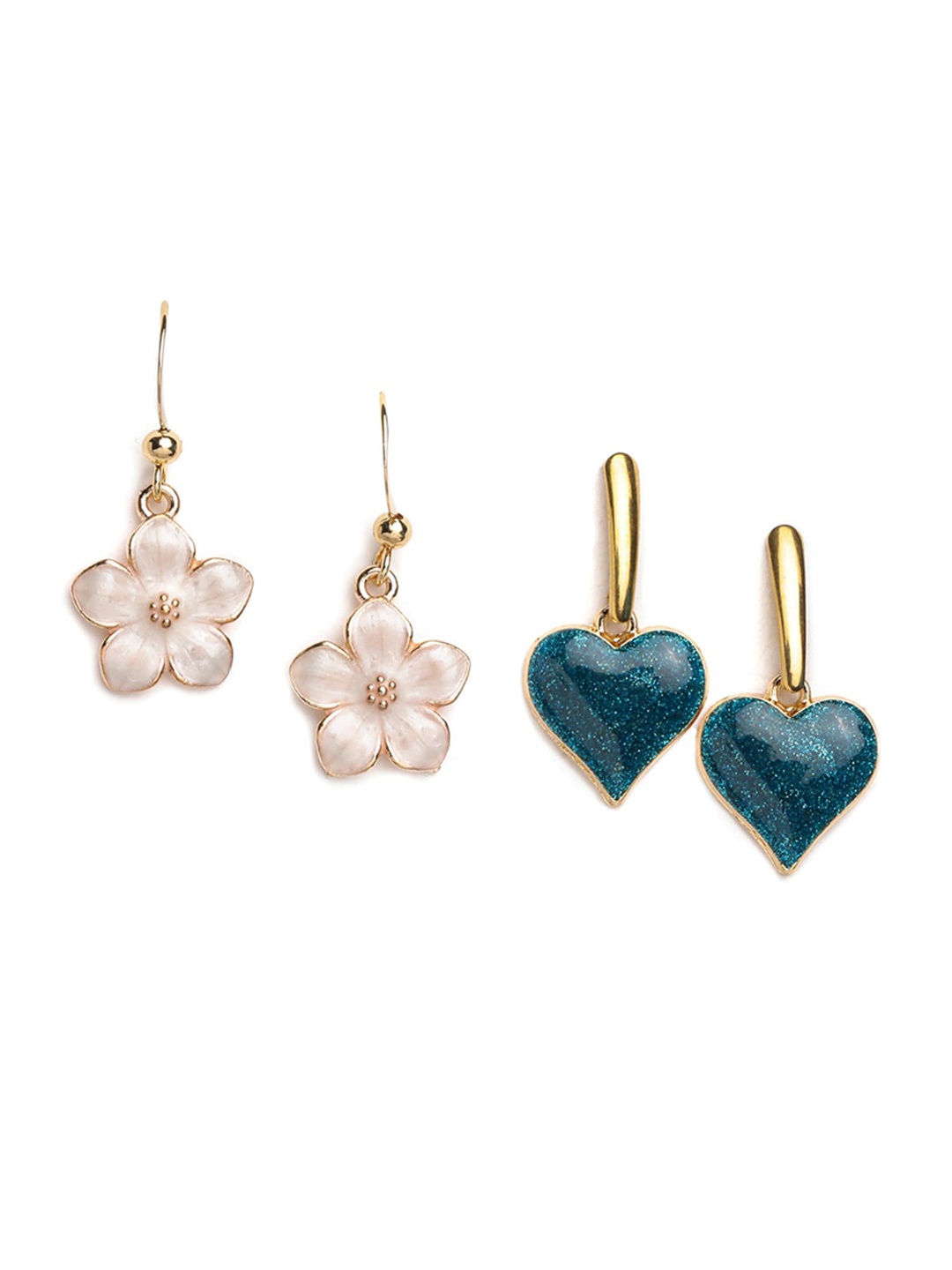 

EL REGALO Set Of 2 Contemporary Drop Earrings, Gold