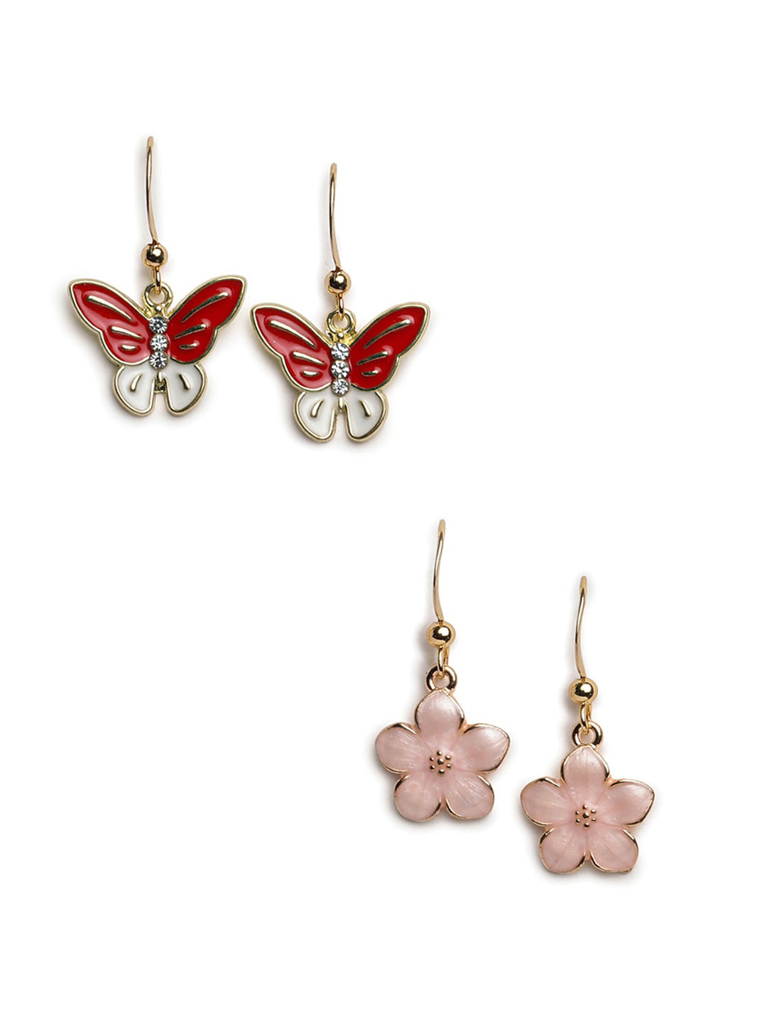 

EL REGALO Set Of 2 Contemporary Drop Earrings, Gold