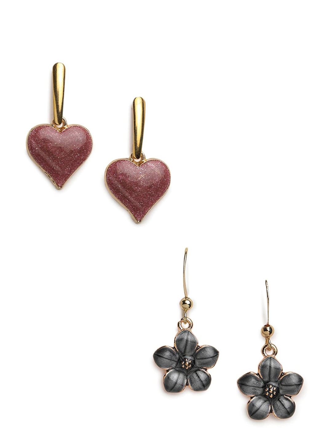 

EL REGALO Set Of 2 Contemporary Drop Earrings, Gold