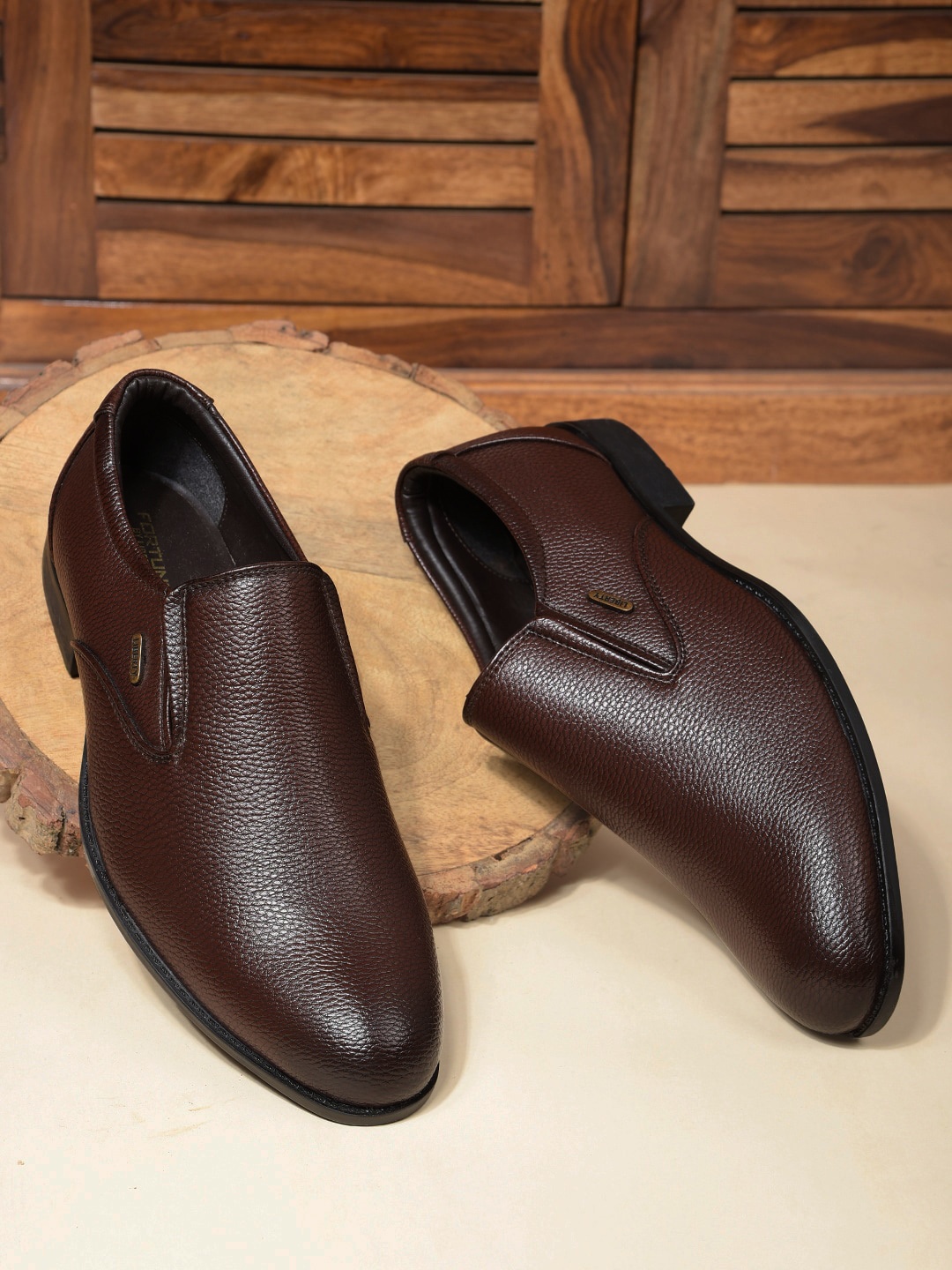 

Liberty Men Textured Formal Slip-On Shoes, Brown