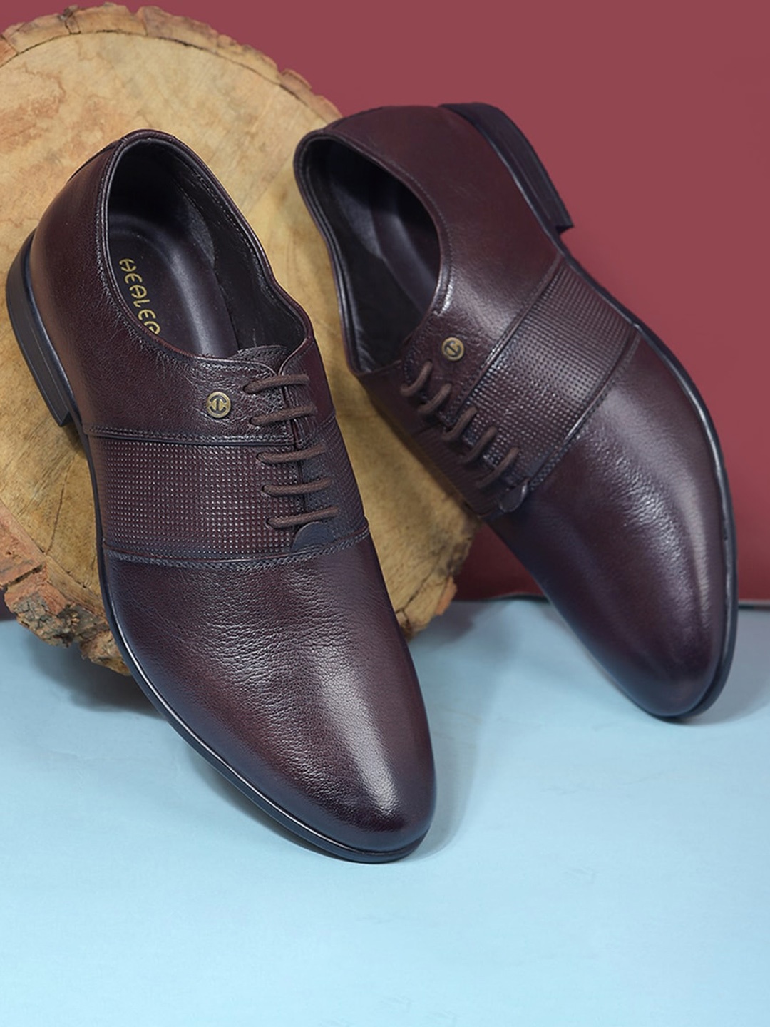 

Liberty Men Textured Leather Formal Oxfords, Brown