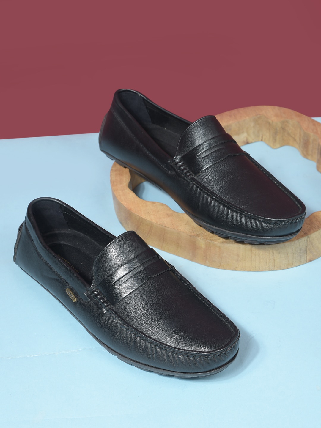 

Liberty Men Textured Custom Orthotics Penny Loafers, Black