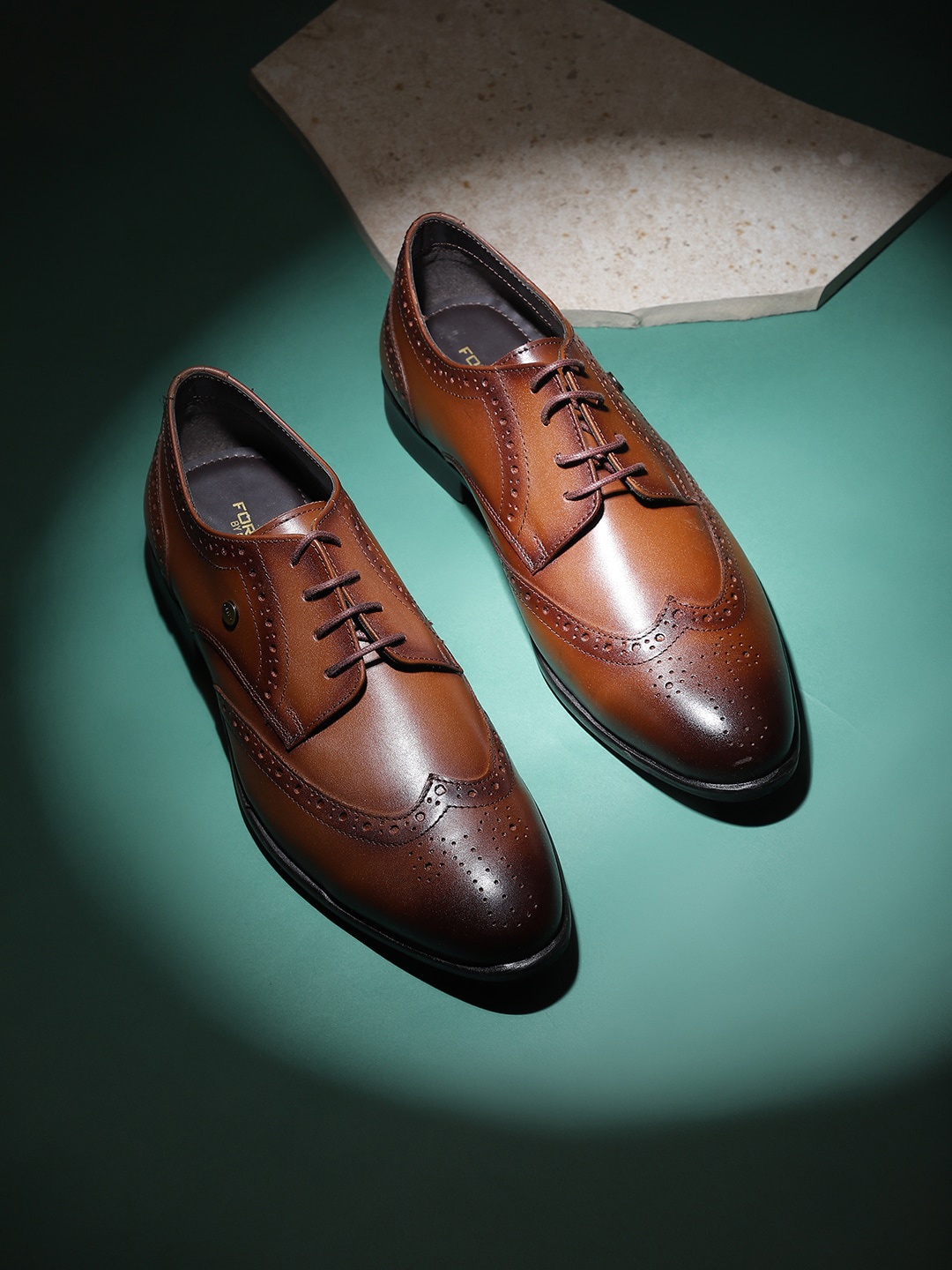 

Liberty Men Perforated Leather Formal Brogues, Tan