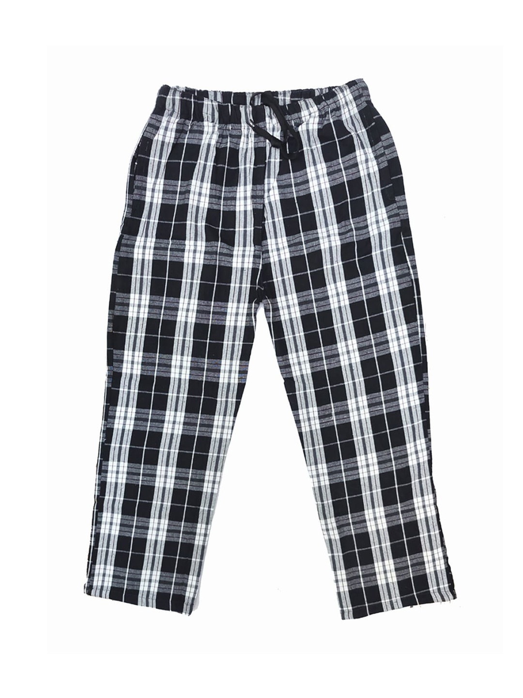 

MANZON Girls Checked Straight-fit Cotton Lounge Pants, Black