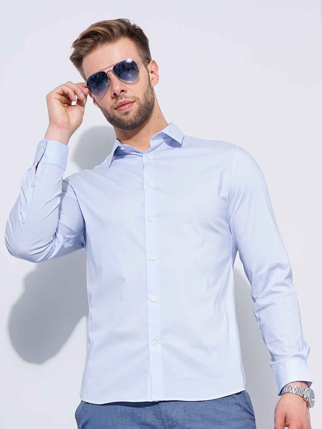 

Celio Classic Regular Fit Cotton Formal Shirt, Blue