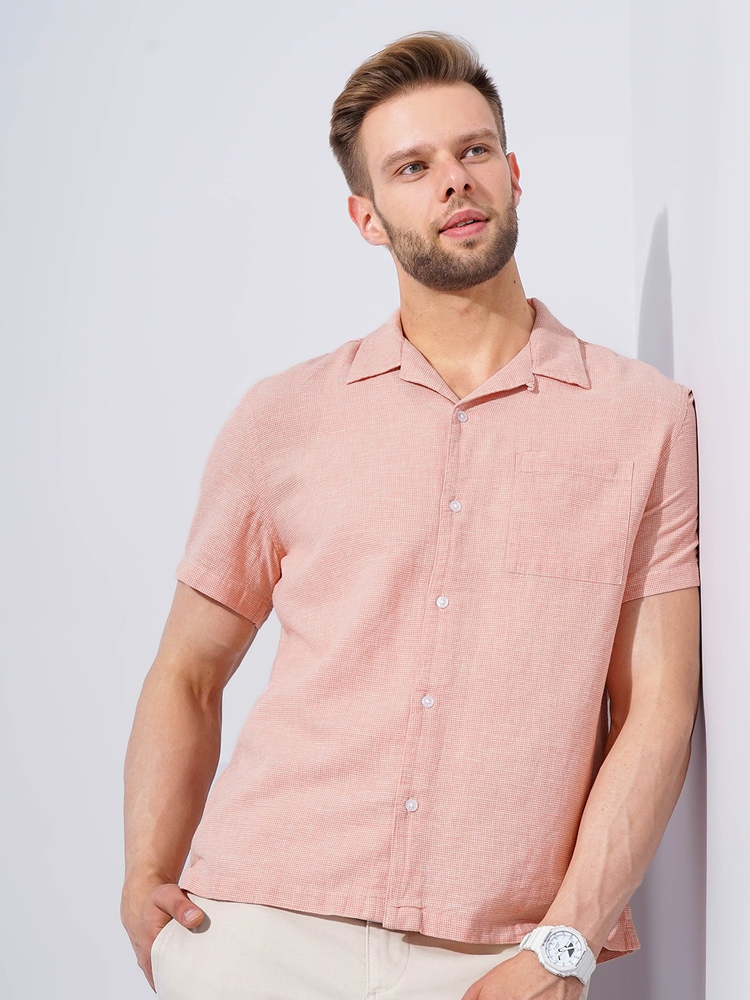 

Celio Classic Regular Fit Cotton Casual Shirt, Peach