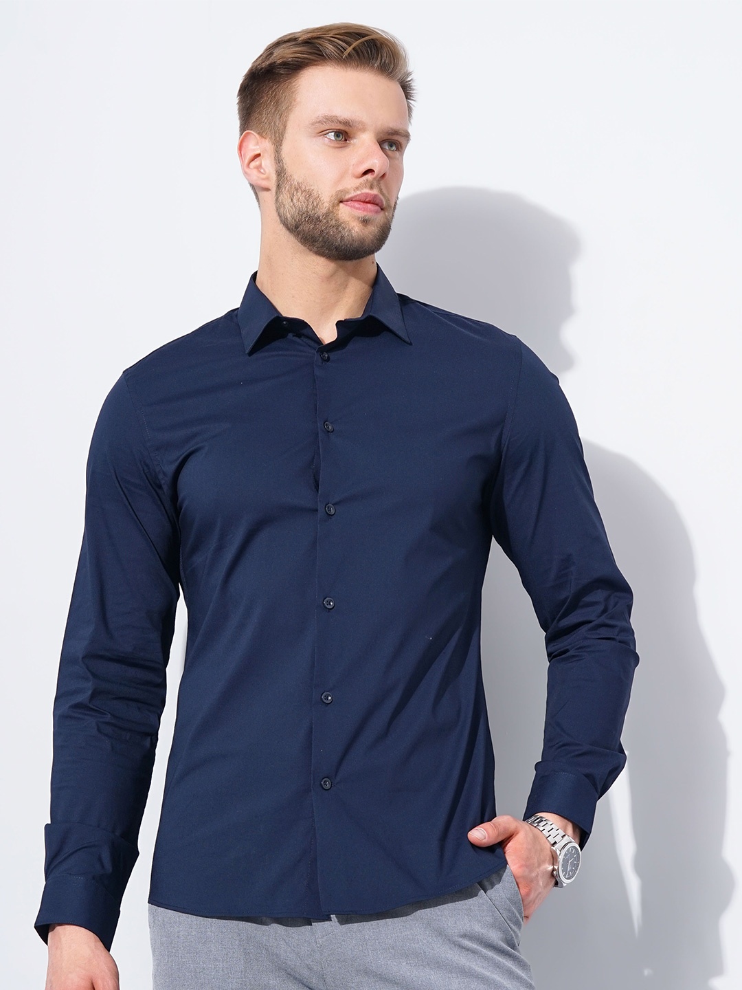 

Celio Classic Regular Fit Cotton Formal Shirt, Navy blue