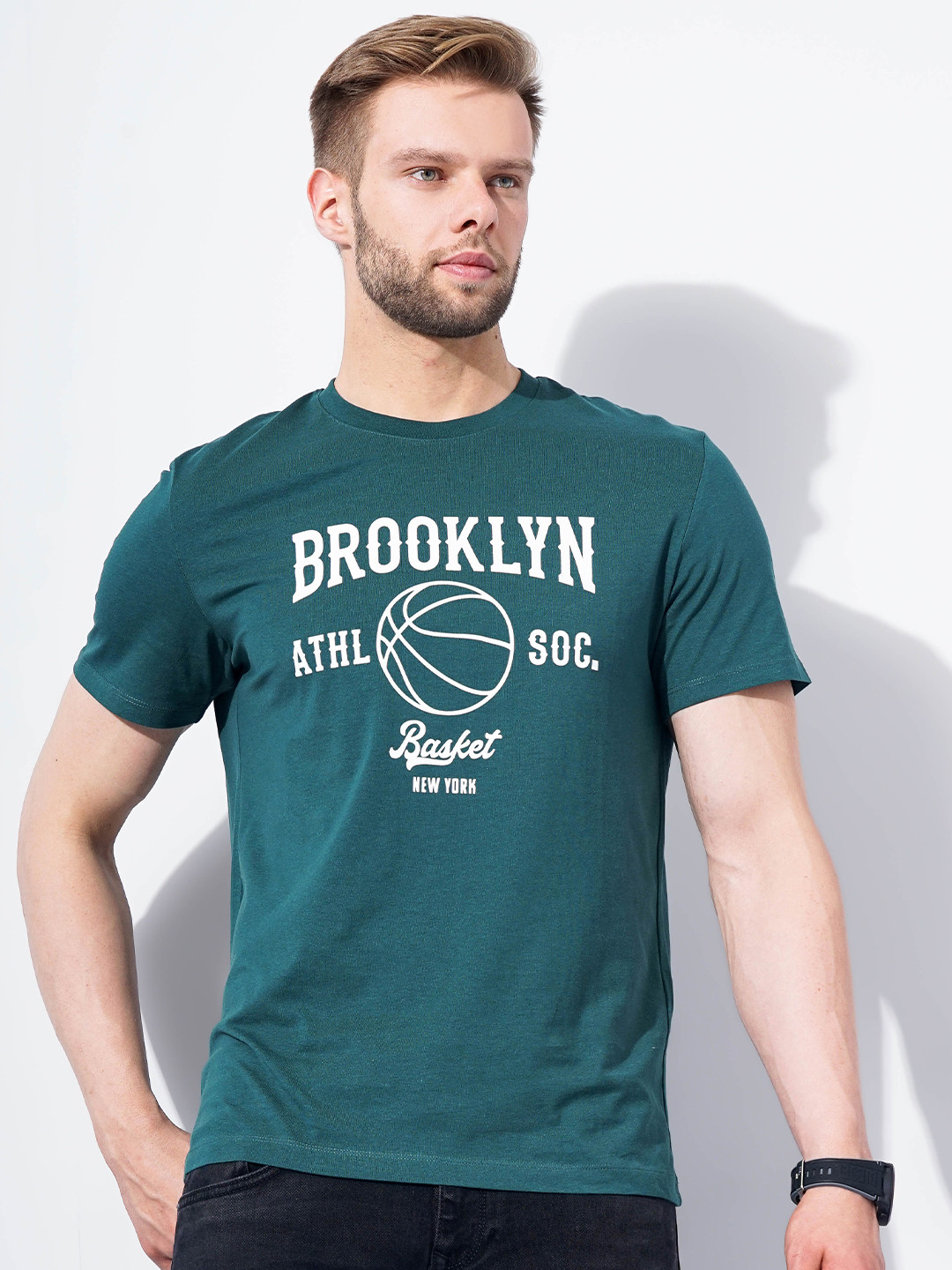 

Celio Typography Printed Cotton T-shirt, Green